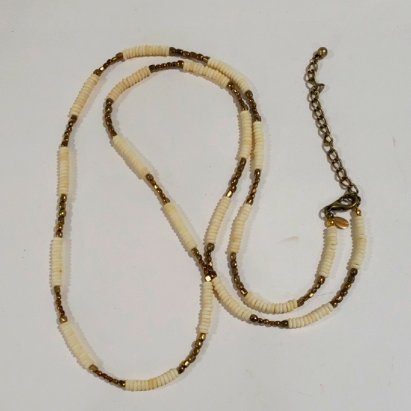Chico's Gold tone & Cream Beaded Boho Long Necklace – Vintage-Inspired Jewelry - Picture 9 of 9